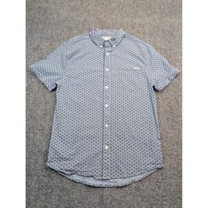 Laguna Shirt Mens Medium Blue Geometric Short Sleeve Button Front Casual